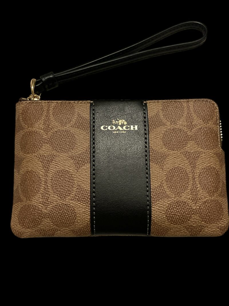 Coach Wristlet Wallet - Tan/Black